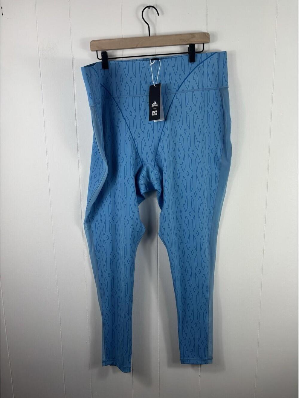 ADIDAS X Ivy Park Womens Monogram Leggings Light Blue Plus Size 4X Activewear